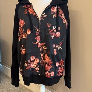 Torrid Black and Pink Floral Hoodie 0055